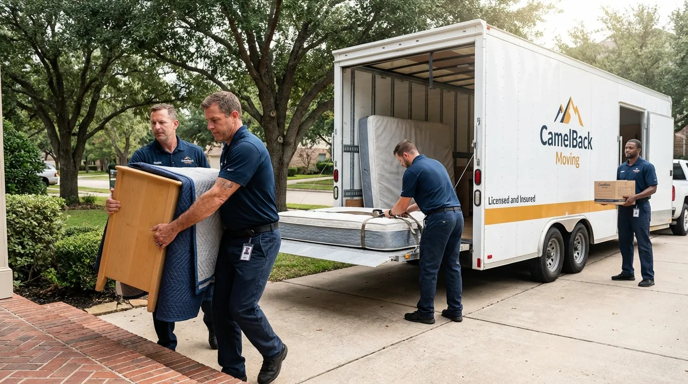 Crew loading residential truck for cross-state move from Chepachet, RI