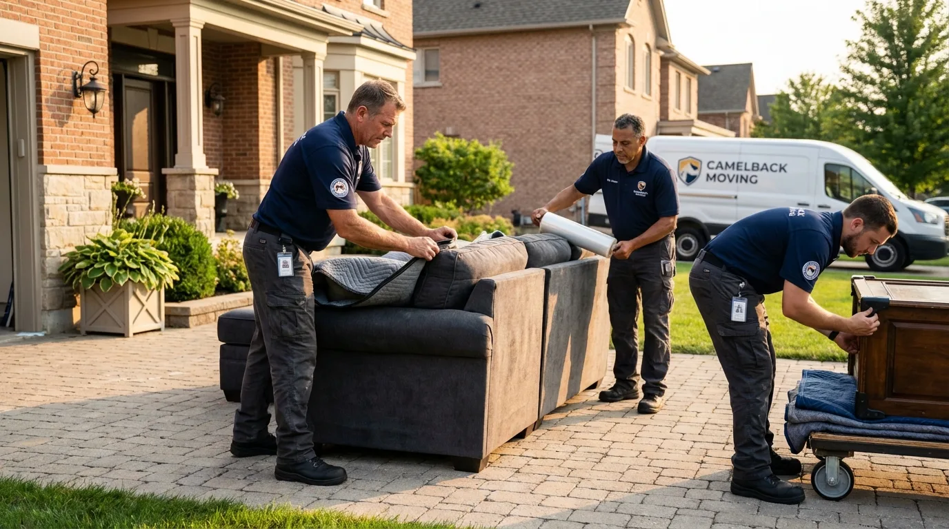 Large estate moving crew wrapping furniture in Chepachet, RI
